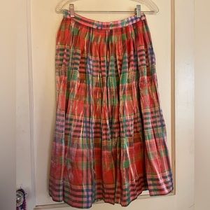 Vintage 50s rainbow plaid high waisted skirt medium